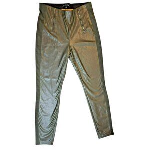 Fashion Nova Pants Large Faux Leather Skinny Moto Zip Pockets Green NWOT
